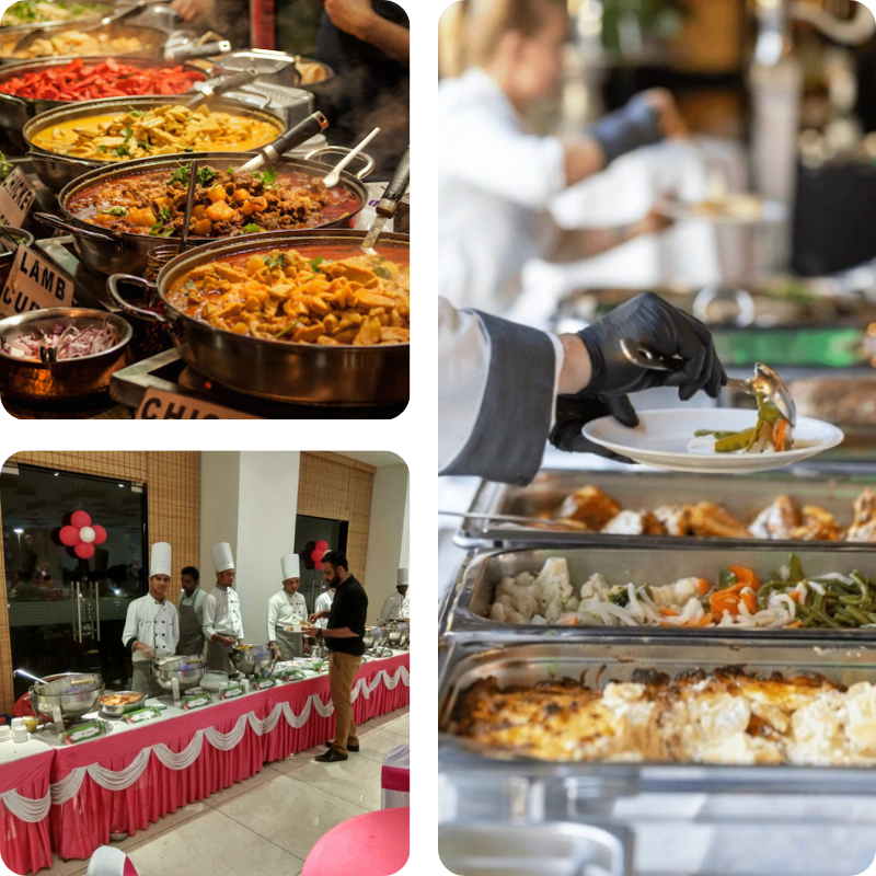 Sri Sattva Caterers serving guests at a traditional wedding event