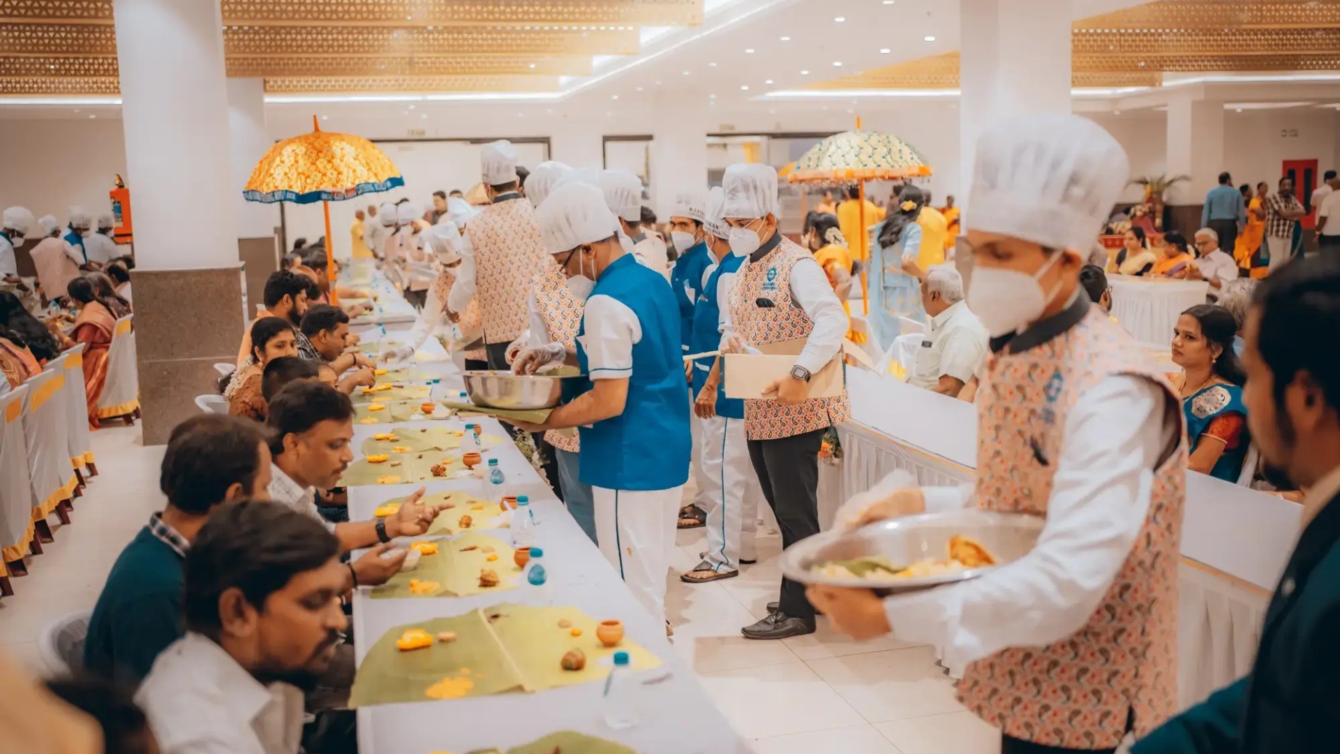 Traditional South Indian wedding catering setup by Sri Sattva Caterers